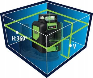 Nivela multi laser 2D ,cruce verde cu linii, proiectare 30 m, dioda Osram, Dedra - Img 3