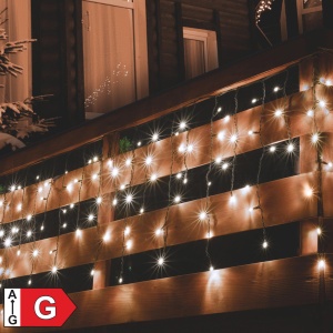 Perdea de lumini, 200 LED, alb cald, pt exterior, cu legare in serie - Img 1