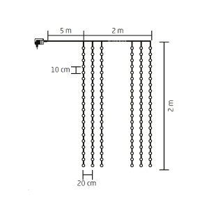 Perdea de lumini DOT LED, 2x 2 m, alb, cald - Img 2