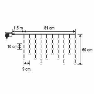 Perdea luminoasă LED DOT tip țurțur, alb cald - Img 2