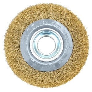 Perie tip roata din sirma incretita placata cu alama, 150 x 32 mm