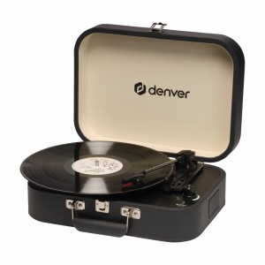 Pick-up vinil tip valiza cu boxe incorporate,amplificare incorporata, port USB transfer media, NEGRU, DENVER - Img 11