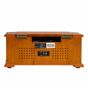 RETRO sztereó, cd-lejátszó, usb, tuner, aux, kazetta, hangszedő, fa doboz, Denver MRD-51 - Img 3
