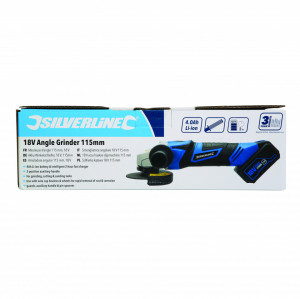 Sarokcsiszoló akkumulátorral és töltővel, 18V 4Ah, 8000rpm, Silverline - Img 2