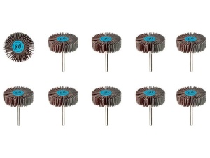 Set 10 tamburi pentru slefuit tip evantai, prindere 3.17mm, diametru disc 31mm, gtit 80, Parkside - Img 1