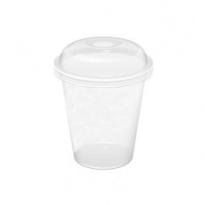 Set 100 pahare cu capac bombat capacitate maxima 300ml, 97mm