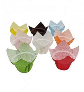 Set 150 forme copt pentru briose, chese tulip, hartie termica, 50 x 80, roz - Img 2