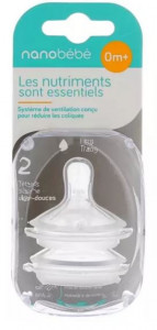 Set 2 tetine , 0m+, silicon fara BPA, 0 luni+, curgere lenta, Nanobébé - Img 3