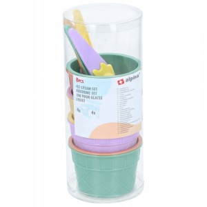 Set 4 recipiente premium pentru inghetata, fund dublu termic, 4 lingurite, Alpina - Img 4
