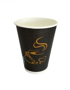 Set 50 pahare carton, cafea, ceai, 7oz, 200ml, D70, model negru ceasca - Img 1