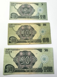 Set Bancnote - Coreea de Nord - Foreign Trade Bank - 5/10/50 Won 1988 - Img 4