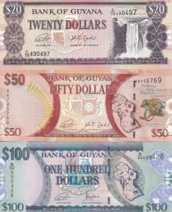 Set Bancnote - Guyana - 20/50/100 Dollars 2016-2022
