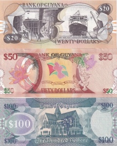 Set Bancnote - Guyana - 20/50/100 Dollars 2016-2022 - Img 4