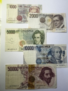 Set Bancnote - Italia - 1000/ 2000/5000/10000/50000 Lire ( 1970-1990 )