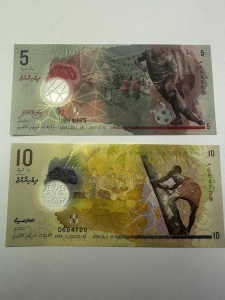 Set Bancnote Maldive - 5/10 Rufiyaa ( 2017-2018 ) - Polimer