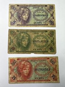 Set Bancnote - Military Payment Certificates - 5/10/25 Cents 1965 - USA - Img 3