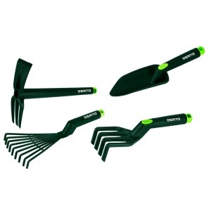 Set de unelte de mana 4 buc. din plastic (grebla, gheara, lopatica, sapaliga)