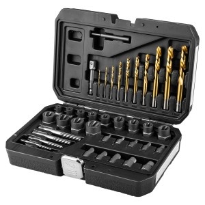 Set pentru suruburi sparte (cu burghie si extractor de suruburi), 40 buc