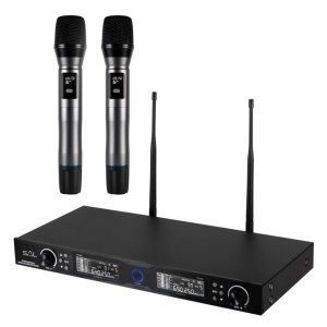 Set profesional 2 microfoane fara fir cu receiver, raza actiune 140m, ideal evenimente, karaoke, SAL