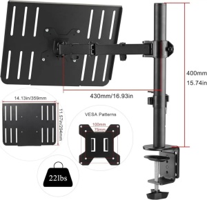 Suport premium, 2 in 1 pentru laptop, monitor, brat articulat, prindere blat birou, ajustabil pe inaltime, greutate suportata 10Kg, Suptek - Img 4