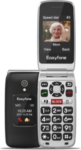 Telefon mobil cu clapeta de buget pentru seniori, cifre mari, camera, sunet puternic, USB-C, 2 x ecran LCD COLOR, Easyfone Prime A1 PRO 4G, NEGRU