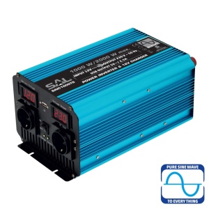 UPS, 12V-220V áram inverter, tiszta szinusz hullám, 1000W, akkumulátor töltési funkció, hőszivattyúkhoz, fa, pellet, kemping, SAL - Img 1