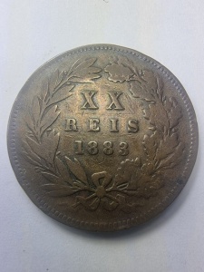 🇵🇹 20 Réis 1883 – Portugalia, Regele Luís I (Dom Luiz I Rei de Portugal) - Img 2