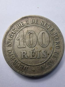 🪙 Brazilia Imperială – 100 Réis 1881 - Pedro II - Img 2