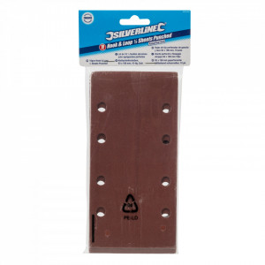 10 darabos csiszolólap készlet, 1/3, 190 x 93mm, 60, 80, 120, 240 szemcseméret, szívólyukak, alumínium-oxid, Silverline - Img 2