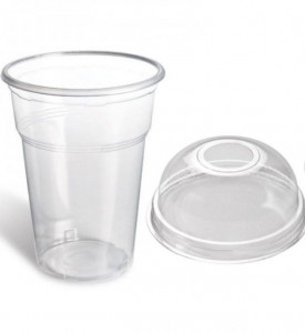 100 pohár készlet, kupolás fedéllel, 400ml-es, maximális űrtartalom 500ml, 95mm, Economy