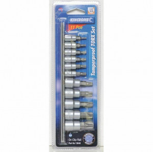 11 darabos Torx középső furatkulcs készlet, acél S2 , tartóval, Kincrome