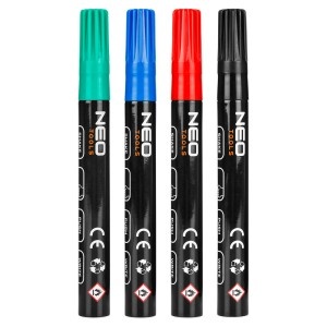 4 darabos készlet tartós filctoll fém, üveg, kő, fa, műanyag, univerzális, fekete, piros, zöld, kék, vízálló, Neo színekben - Img 13