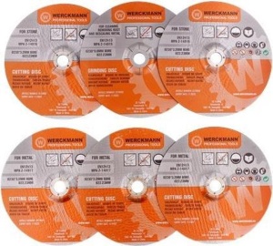 6 darabos tárcsakészlet, 230mm, fém, kő, tisztítva, Werckmann - Img 2