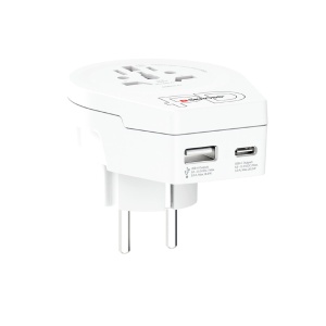 Adaptor de călătorie SKROSS, „World to Europe”, USB-C USB-A (20 W PD, încărcare rapidă, alb) - Img 3