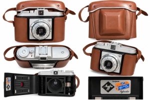 Aparat foto vintage de colectie AGFA Isola 6043, impecabil, format film 120, husa piele, second hand - Img 9