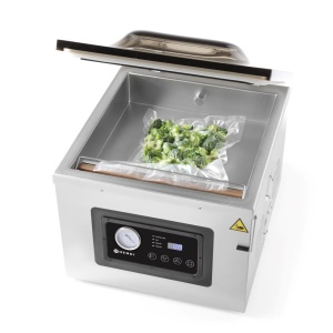 Aparat profesional de vidat cu camera 1000 W, banda sigilare 410 mm, latime 3 mm, timp si ciclu de sigilare ajustabile, Inox, display digital, Hendi Profi Line, 505x567x(h)465 mm