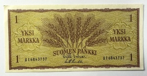 Bancnota Finlanda - 1 Markka 1963 - Img 3