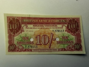 Bancnota Militara - British Armed Forces Special Voucher, 10 Shillings, 3rd Series (1948–1956) - Img 3