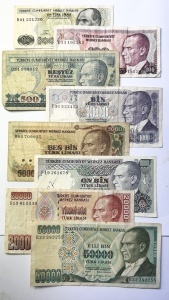 Bancnote Turcia - Set complet ( 1970-1989 )
