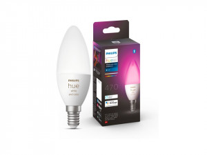 Bec LED RGB inteligent Philips Hue B39, Bluetooth, Zigbee, E14, 5.3W (25W), 470 lm, lumina alba si color - Img 1