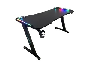 Birou GAMING cu lumini LED RGB, 1400 x 600, suport pahar, casti, MDF 18mm, Spacer - Img 3