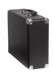 Bőröndszerű formájú bakelit lemezjátszó beépített hangszórókkal, beépített erősítővel, USB-csatlakozóval a fájlok átviteléhez, FEKETE, DENVER - Img 5