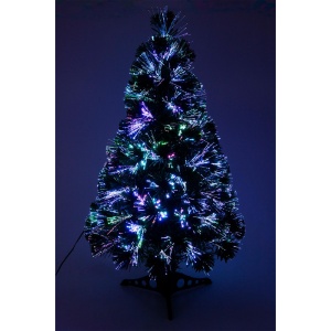 Brad artificial din fibră optică, cu LED-uri care schimbă culoarea, 80 cm - Img 3