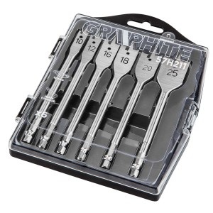 Burghiu pentru lemn, plat, cu palete de grafit 10, 12, 16, 18, 20, 25 mm, set 6 buc.