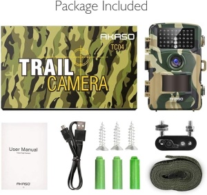 Camera supraveghere animale salbatice, FULL HD, 14MP, 42 led infrarosu, detectie miscare, time lapse, ecran LCD, AKASO