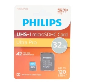 Card memorie 32Gb Micro SDXC, adaptor SD, class 10, UHS-i, U3, transfer V30, ideal filmari 4K UHD, Philips Ultra Pro