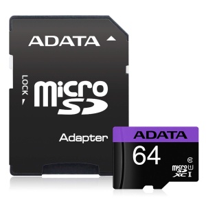 CARD MicroSD ADATA, 64 GB, MicroSDXC, clasa 10, standard UHS-I U1, "AUSDX64GUICL10-RA1"
