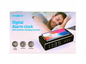 Ceas digital cu incarcare wireless, alarma duala si afisare temperatura, Maxxter - Img 3