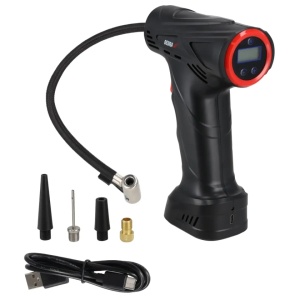 Compresor, pompa aer cu acumulator, incarcare USB-C, max. 10.3 bari, setare presiune, afisaj LCD, adaptori bicicleta, minge, baloane, Dedra - Img 3