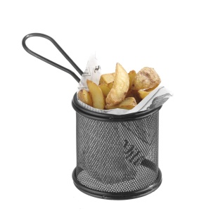 Cos servire tip mini-fry, pentru servire snacks , cartofi prajiti, inox, 90x90x(h)90 mm, Hendi